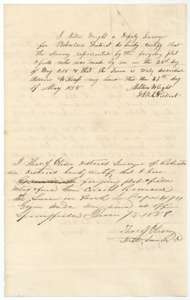 Deputy surveyor Milton Wright's certificate of 27 May 1858 and district surveyor Thomas J. Oliver's examination, 7 June 1858, recording the survey in Book L, page 474.