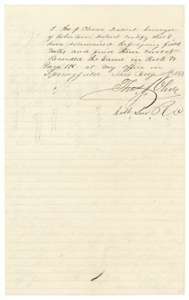 District surveyor Thomas J. Oliver's certificate, made at Springfield in August 1858, that the Meador field notes are correct and recorded in Book W, page 191.