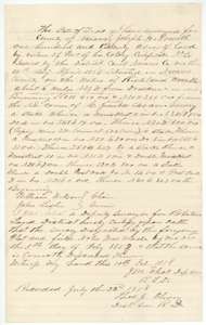 Field notes of 120 acres on Richland Creek surveyed for Joseph H. Powell by deputy surveyor J. M. Eliot, 5 February 1858, recorded 22 July 1858.