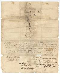 Back of the conditional certificate: Waits transfers it to J. H. S. Garner(?) for sixty dollars, 20 October 1851(?); A. B. Harden(?) relinquishes his claim to N. C. Killough, 22 October 1852.