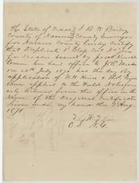 Certificate of County Surveyor J. B. W. Bailey, 3 August 1870, applying the duplicate certificate to the field notes first returned under the original.