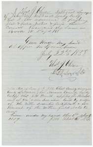 District surveyor Oliver's certificate of 22 July 1858 that the plat and field notes are correct, with county surveyor Eliot's renewal certificate of 2 April 1859.