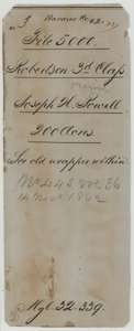 Older file wrapper for Joseph H. Powell's 200 acres, noting the patent of 14 November 1862.