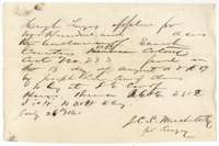 Application of 26 July 1860 in which Hugh Forgey asks to locate the balance of Sarah Carter's colonist certificate No. 293.