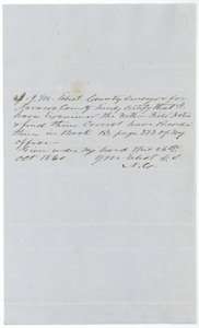 County surveyor J. M. Elliot's certificate of 26 October 1860 that the 208-acre field notes are correct and recorded in Book B, page 373.