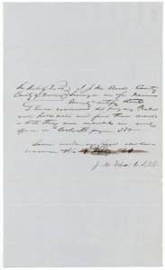 Navarro County surveyor J. M. Eliot's certificate, September 1860, that the French field notes were examined and recorded in Book B, page 380.