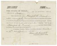 Mercer's Colony headright certificate No. 80 for 640 acres issued to Joseph L. French at Corsicana on 16 April 1850 by Commissioner John M. Crockett.