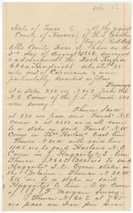 Resurvey of the Noah Kezzia 640-acre headright made at the request of R. L. Goodloe by county surveyor L. Martin, 3 August 1886.