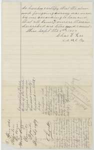 Certificate of county surveyor Chas. E. Lee, 9 September 1887, that the Kezzia survey was made according to law.