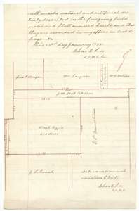 Certificate of Chas. E. Lee, 23 January 1888, with a plat of the Noah Kezzia 640 acres and the surrounding surveys.