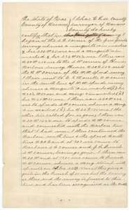 Certificate of county surveyor Chas. E. Lee describing how he retraced the lines of the neighbouring surveys to locate the Kezzia tract.