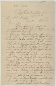 Letter from R. L. Goodloe of Red Oak, November 1886, saying Noah Kezzia died in 1846 and questioning a transfer to Charles Parker dated 1850.