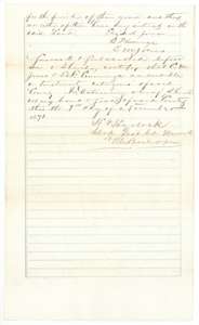 Conclusion of the homestead affidavit, with the signatures of Elizabeth Jones and her two witnesses and the district clerk's certificate of 7 November 1871.