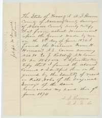 County surveyor A. S. Howren's certificate of 9 June 1874 giving the measured distance between two corners on the ground in the McDougald survey.