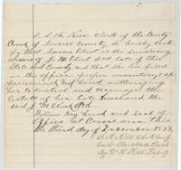 Navarro County clerk's certificate of 3 December 1877 that Susan Eliot, widow of J. M. Eliot, filed an inventory and bond to manage his estate.