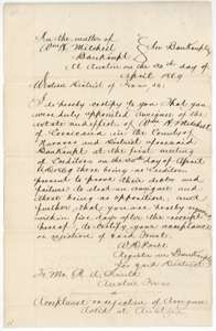 Notice of 30 April 1869 from the court register to the appointed assignee in the bankruptcy, from the transcript.