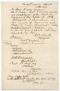 Assignee's acceptance of his appointment in the bankruptcy of 1869, with the clerk's certification of 26 March 1879.
