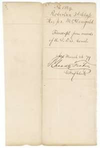 Wrapper for the transcript from the United States District Court, filed 26 March 1879.
