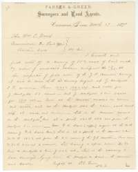 Letter from surveyors Farrar and Greer, Corsicana, 29 March 1879, to the Land Commissioner explaining the vacant strip between older surveys.
