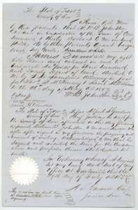Transfer of certificate 2/4540, 320 acres, from William B. Johnston to James Dunn for $130, signed at Centreville, Leon County, 29 July 1857.