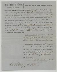 Houston Tap & Brazoria Railway Co. sells scrip No. 570, 640 acres, to William M. Rice for $200 at Houston, 25 April 1861.